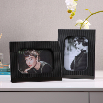 Bai Kaiqi modern light luxury woven grain leather photo frame model room bedroom desktop home decoration ornaments