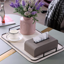 Nordic light luxury high-grade leather tissue box Modern simple household desktop paper box model room ornaments