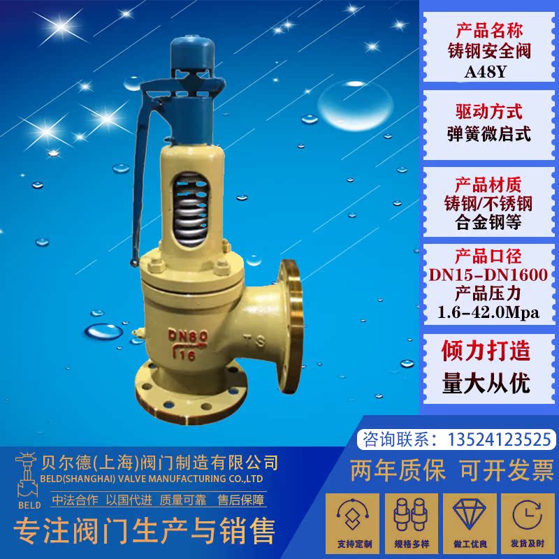 Cast steel safety valve A48Y 16C 25C with wrench boiler high temperature steam spring full-open flange pressure relief valve