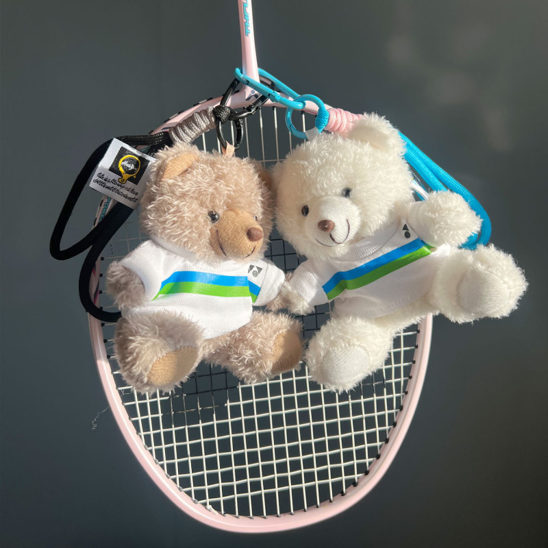 Teddy Bear Doll Badminton Pendant Plush Toy Sports Pendant Couple Keychain Gift