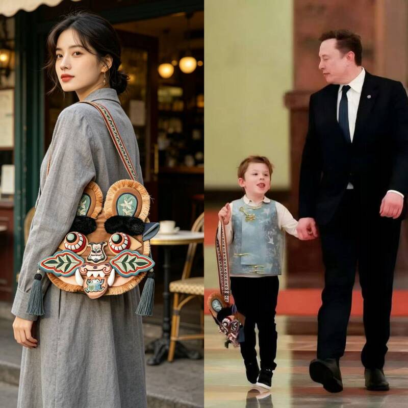 Mas's Intangible Cultural Heritage Tiger Head Doll Bag, Crossbody Bag, Hand-Carrying Bag, Hand-Embroidered Tiger Head Guangxi Xiu Niang Bag, Backpack Mas's Intangible Cultural Heritage Tiger Head Doll Bag, Crossbody Bag, Hand-Carrying Bag, Hand-Embroidered Tiger Head Guangxi Xiu Niang Bag, Backpack