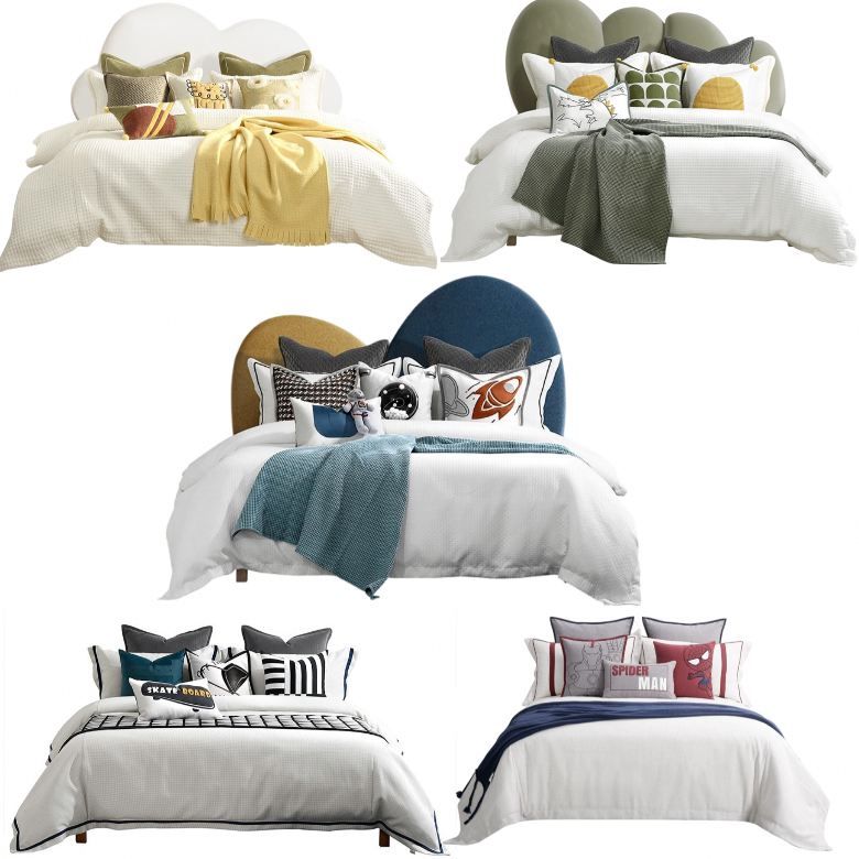 [Designer Clearance] Model Room Children's Room Bedding Multi-Piece Set Simple Light Luxury Modern Soft Furnishings Free Shipping