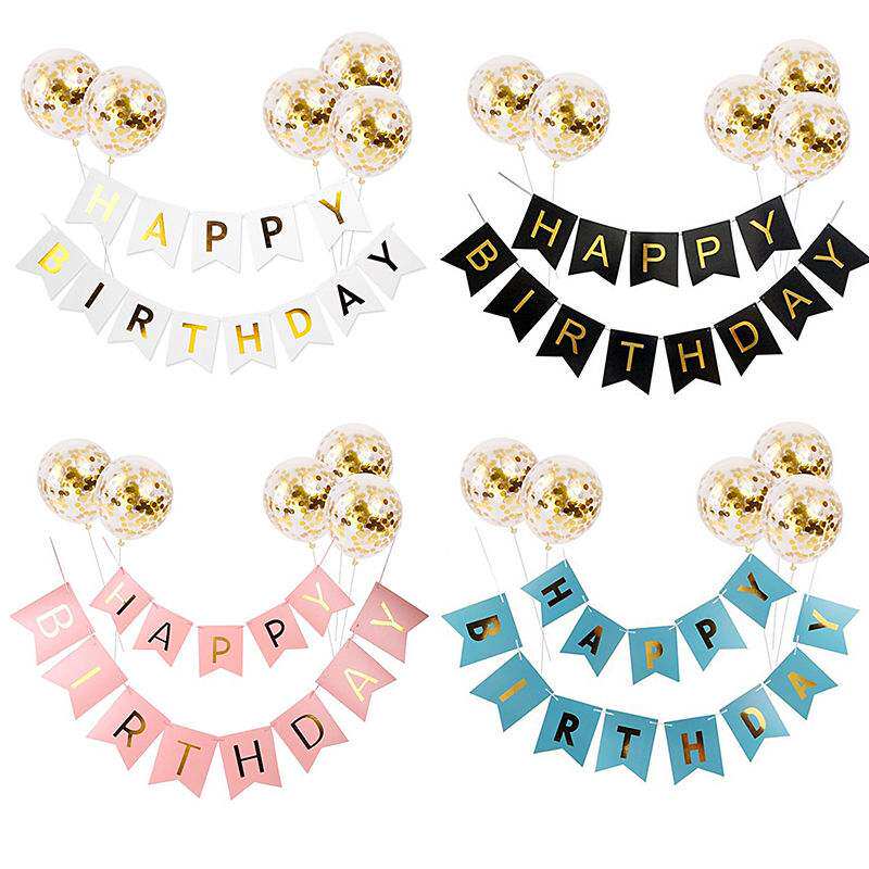 Happy Birthday Laflag Scalding Gold Party Boy Girl Golden Bright Sheet Balloon Children's Birthday Arrangement Decorations