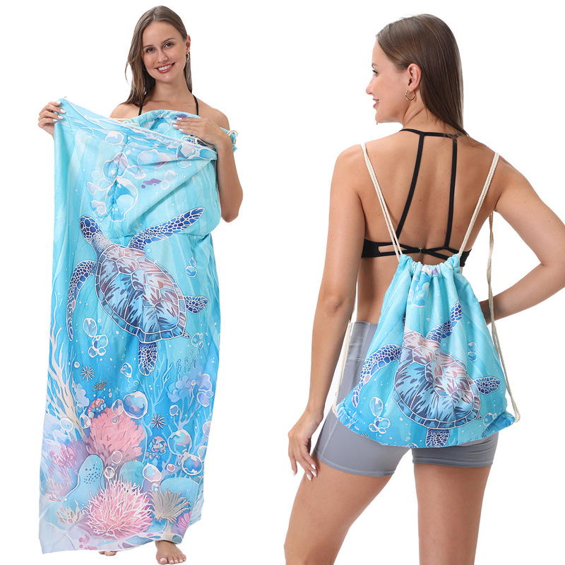 European and American Style Beach Towel All-In-One Portable Storage Backpack Printed Towel Bath Towel