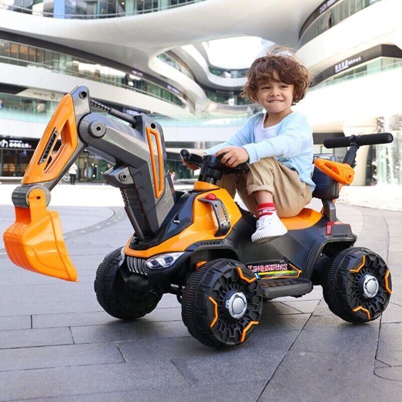 Net red tractor children's four-wheel drive large excavator toy car construction vehicle excavator charging can sit boy big