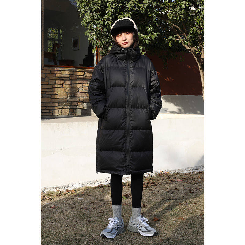 2020 winter new over-the-knee mid-length black hooded cotton coat Korean version loose ns tide cotton coat women