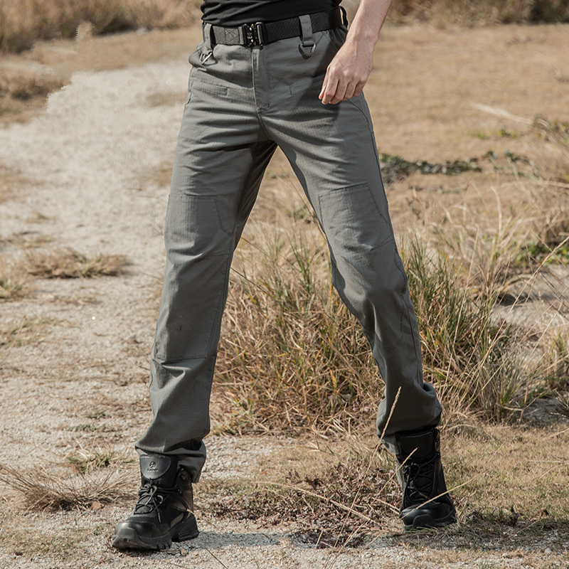 Spring Autumn New Men's Outdoor Tactical Pants Loose Casual Elastic Mountaineering Large Capacity Multi-Pocket Tooling Elastic Waterproof