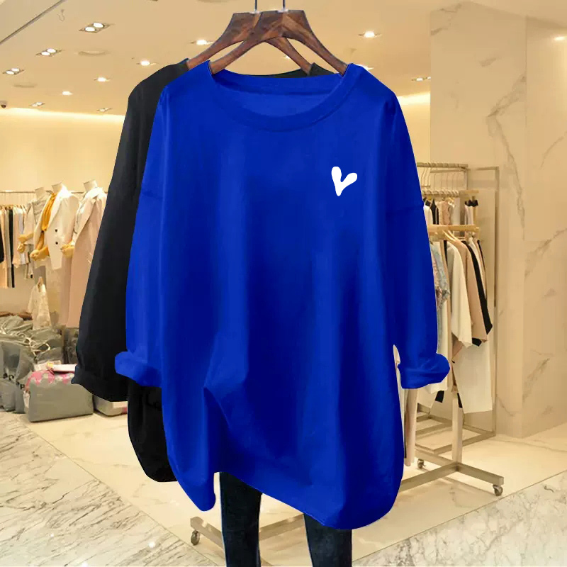 Trendy Brand 2026 New Pure Cotton Klein Blue Loose Mid-Length T-Shirt for Women Long-Sleeve Base Shirt for Women