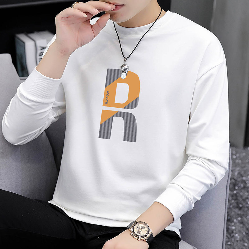 Sweatshirt male loose autumn winter 2021 new plus suede thickened T-shirt with man long sleeve T-shirt to hit undershirt tide