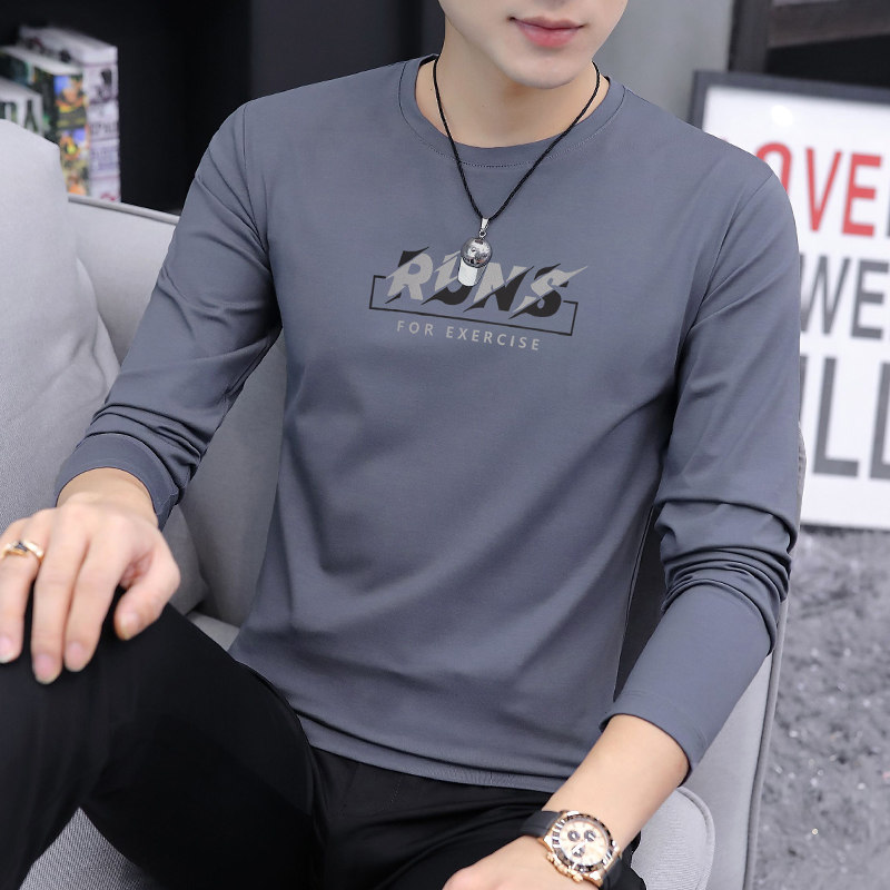 Pure cotton long sleeve T-shirt male inner hitch undershirt 2022 new spring and autumn slim fit T-shirt trendy for men's blouse