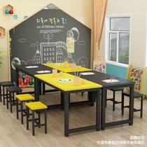 Primary school Childrens kindergarten Colour class table and chairs Tutoring class Childrens drawing room Painting fine art Table Manual Training Tutorial Table