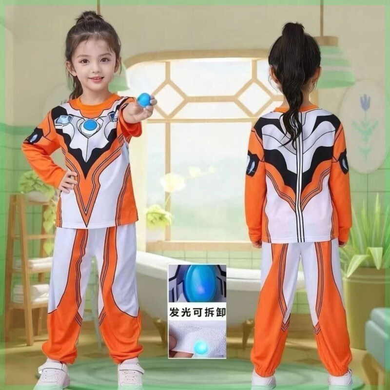 2026 New Girls' Ultraman Griel Long-Sleeve Set Autumn A-Class Pure Cotton Sports Set for Boys
