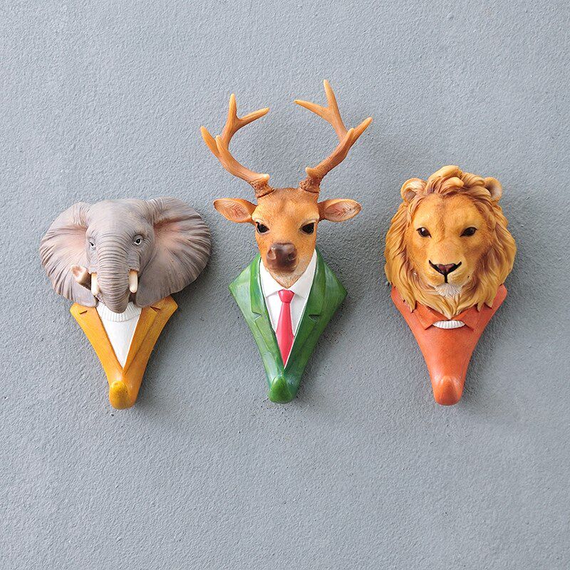 European deer head decoration hook creative personality animal cute wall hanging wall key hook door single coat hook