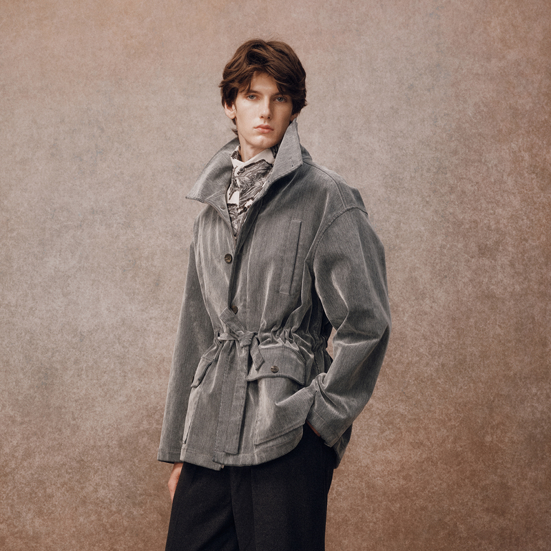 New Autumn and Winter Products: Sagesalt Flocked Long-Sleeve Jacket for Men, Pre-Washed Gray Drawstring Jacket for Autumn and Winter New Autumn and Winter Products: Sagesalt Flocked Long-Sleeve Jacket for Men, Pre-Washed Gray Drawstring Jacket for Autumn and Winter