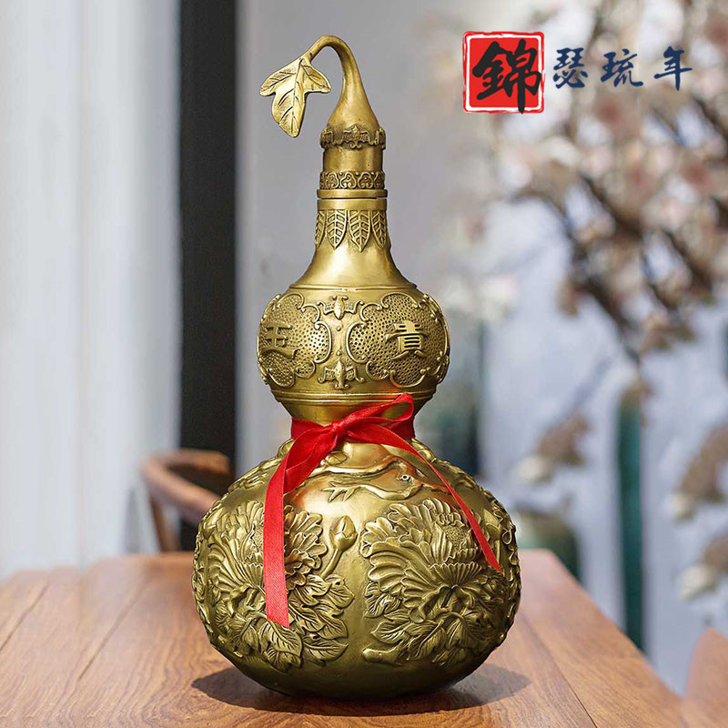 Pure copper gourd ornaments housewarming opening gifts gifts lucky home accessories living room office study porch