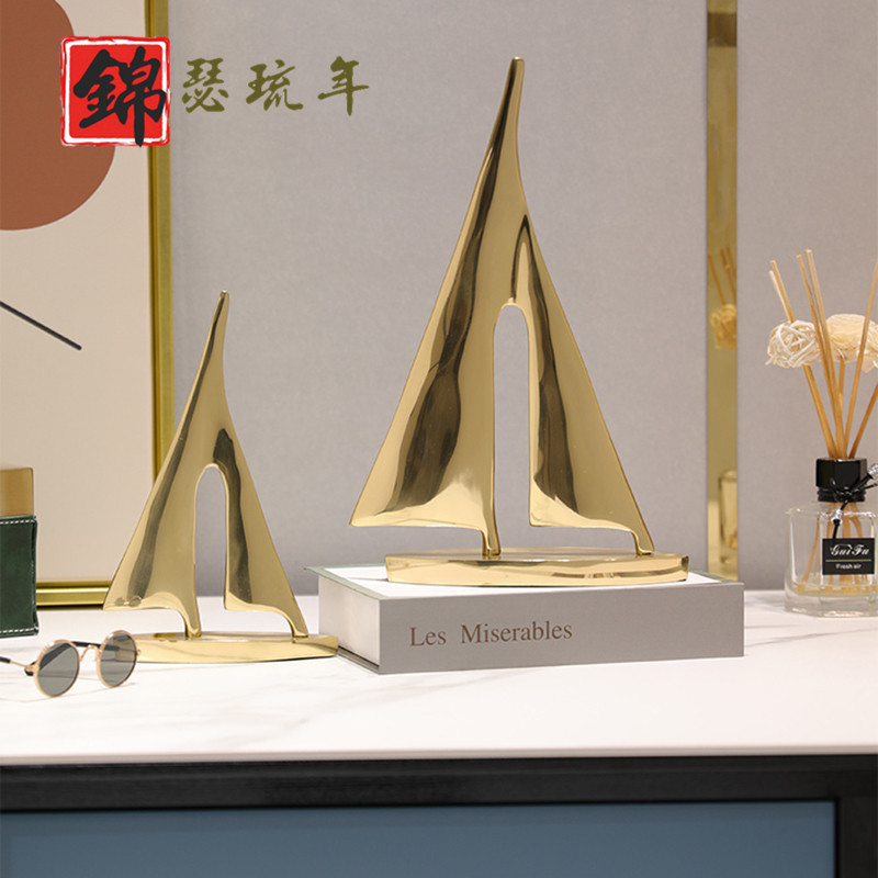 One Sail Smooth Pure Copper Handicraft Swing Piece TV Cabinet Home Office Wine Cabinet Adornment Living-room Nordic Light Extravagant-Taobao