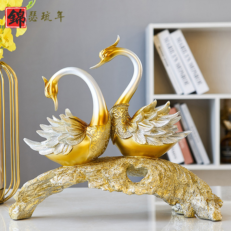 Swan ornaments Nordic light luxury creative home accessories Modern simple living room TV cabinet Bedroom wedding gift
