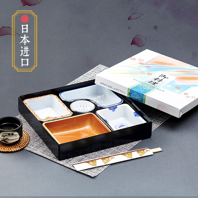 Одноразовая печатная суши -коробка японская импортная пакетная коробка с высоким содержанием японской ланч -бок с мульти -Бентоном Бенто квадраты