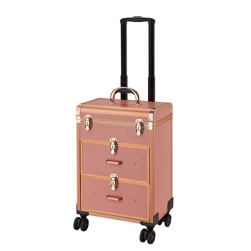 箱得美 Металлический вместительный и большой набор маникюрных инструментов для маникюра, косметическая универсальная система хранения, чемодан на колесиках, трехслойная вуаль