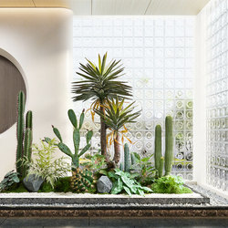Simulated Cactus Potted Plant Landscaping, Large Simulated Green Plant Indoor Decoration under the Stairs, Tropical Plant Landscape Decoration