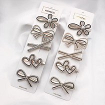 Hairclip female student Korean version of net red rhinestone side clip bangster clip Pearl bow hairpin headwear