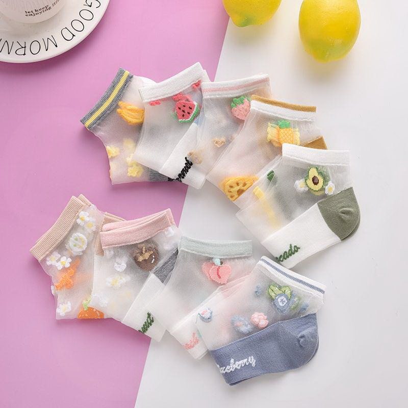 Fruit Socks Summer Thin lady Short socks Socks Silk Socks Anti Seduces Mesh Breathable Day Tess Tide Korean version Invisible Sox