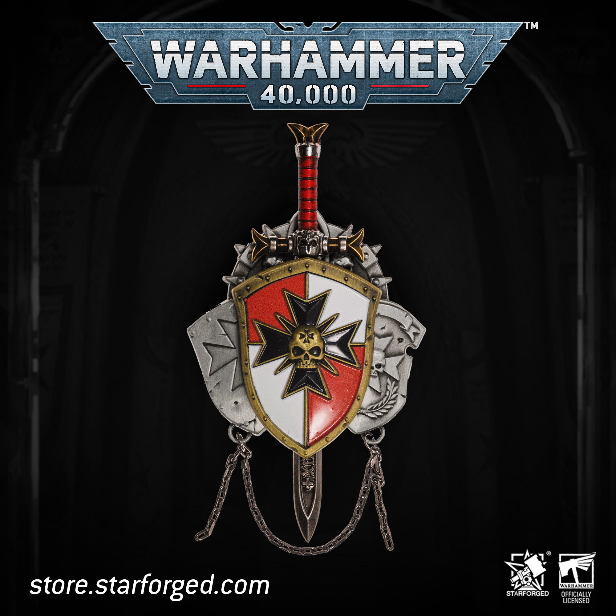 Starforged星辰鑄造戰錘40K黑色聖堂劍士兄弟會遠徵盾徽章胸針組