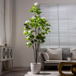 Simulated Plant Hydrangea Plastic Fake Tree High-End Indoor Living Room Home Floor-Standing Potted Plant Landscaping Bionic Green Plant Ornament