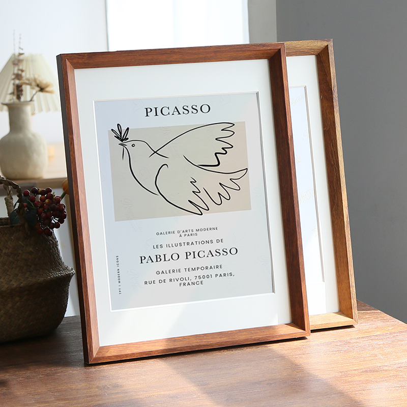 Solid Wood Photo Frame, Simple Design, 4K/8K Size, 20inch 6inch Stand, Tabletop or Wall-Mounted Frame, Square Outer Frame