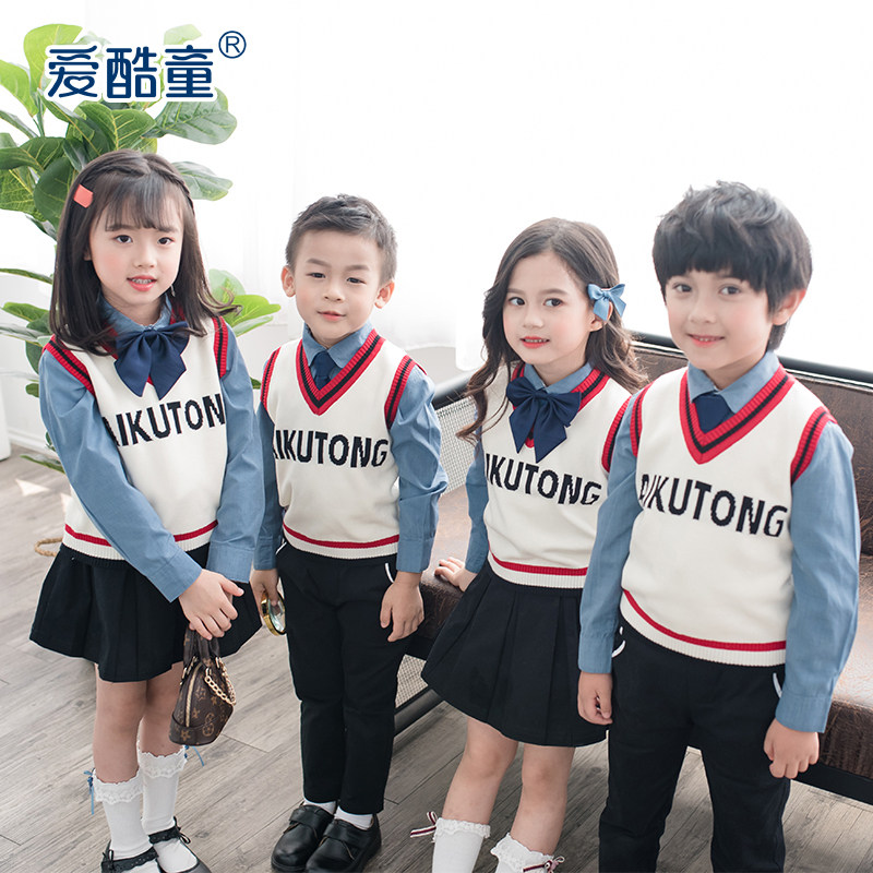 Iku Children's Spring and Autumn Primary Class Class Class Class of England College Winter Costume of four pieces of Children's Uniform