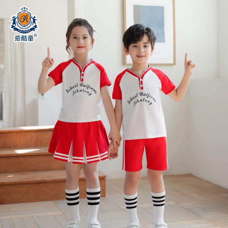 Kindergarten Summer Short Sleeve College Wind Sportuniform Uniform for Primary and Secondary Students
