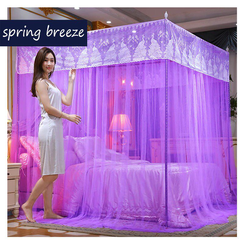 Mosquito net 1 8 meters double bed home thickened encryption 1 5 meters 1 2m single new pattern net bracket pole set