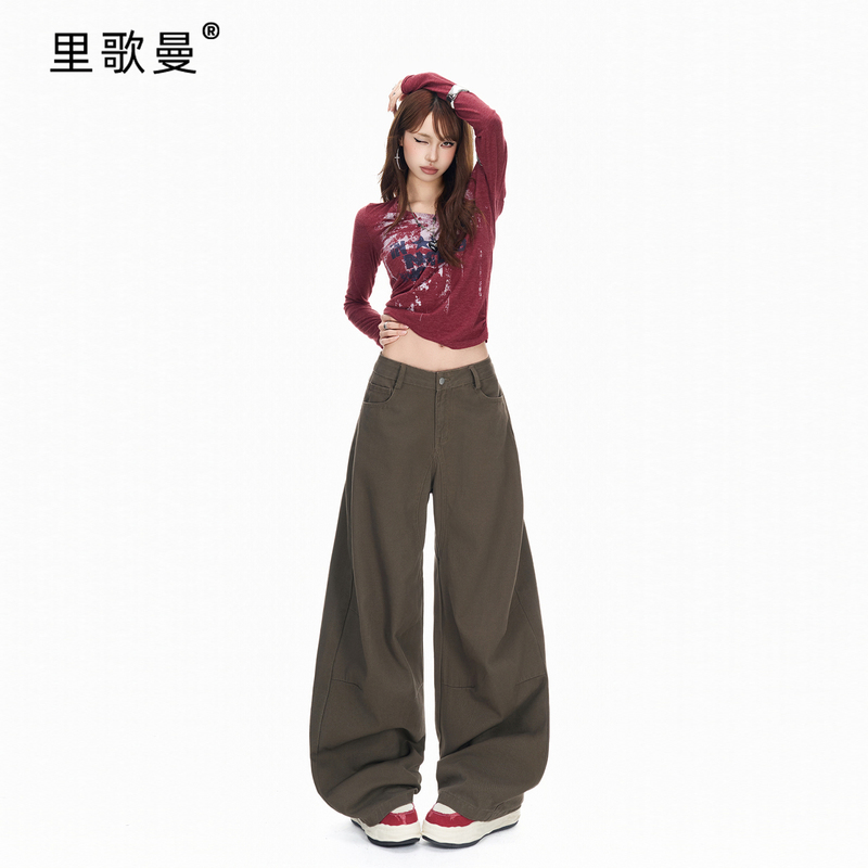Rigeman Scythe Jeans for Women, Draped Wide-Leg Pants, 2026 Autumn New Style, Washed Workwear Style Scythe Pants for Women Rigeman Scythe Jeans for Women, Draped Wide-Leg Pants, 2026 Autumn New Style, Washed Workwear Style Scythe Pants for Women