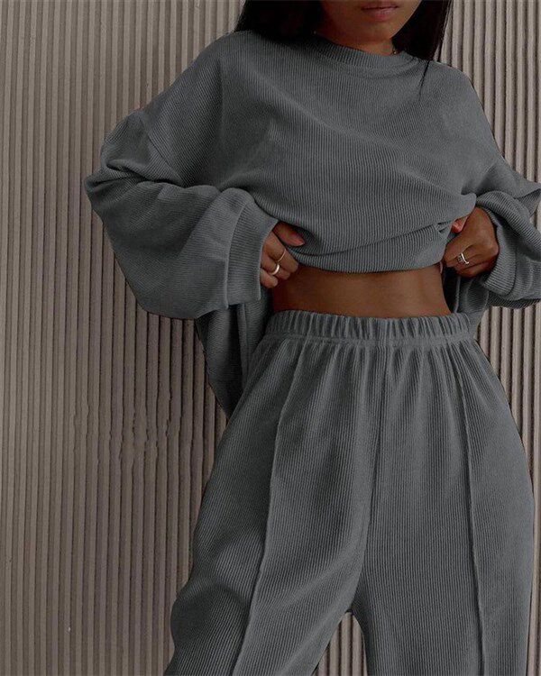 Стильные костюмы long fleece jacket beam feet pants suit women 2-p sportswear