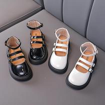 Girls Leather Shoes 2023 Autumn Black Soft Sole Girls Korean Style British Roman Shoes Small Fragrance Princess Shoes Trendy