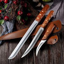 Wooden handle fruit knife peeler knife Household curved mouth head potato cutting watermelon fruit and vegetable long stainless steel kitchen knife