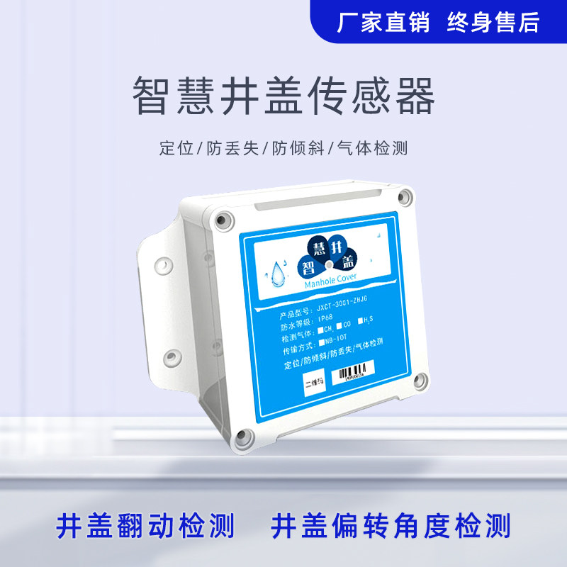智能井盖传感器井盖异动液位监测防丢定位智慧城市物联网解决方案