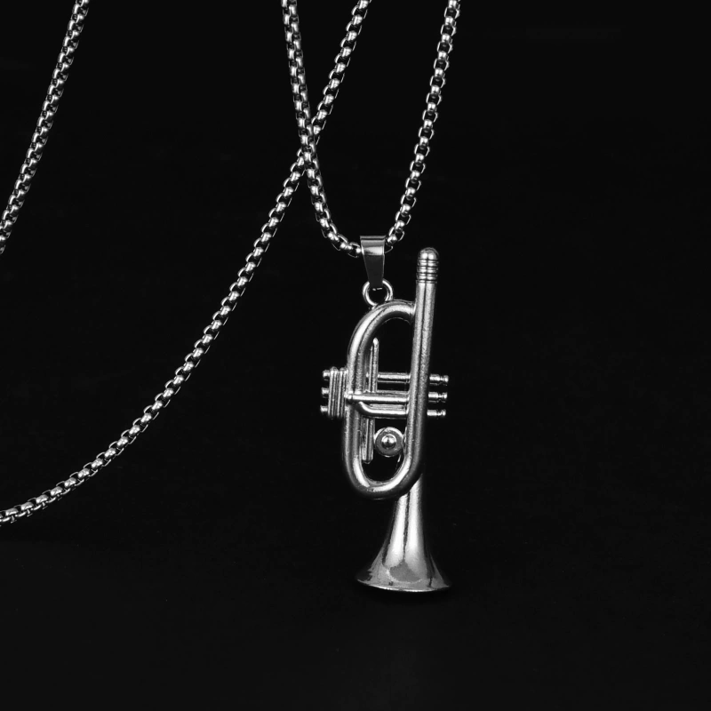 European and American Fashion Personality Creative Retro Niche Music Instrument Saxophone Necklace Unisex Punk Pendant Trendy European and American Fashion Personality Creative Retro Niche Music Instrument Saxophone Necklace Unisex Punk Pendant Trendy