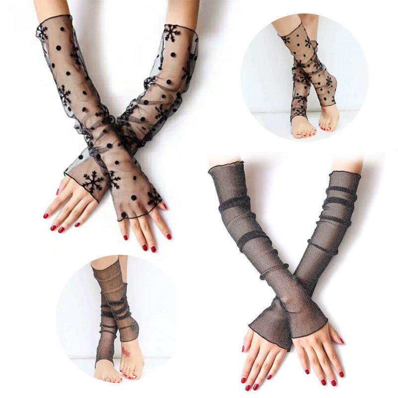 Sleeves Western style summer sunscreen lace arm sleeves black embroidered lace ladies elbow gloves spring and autumn fake sleeves