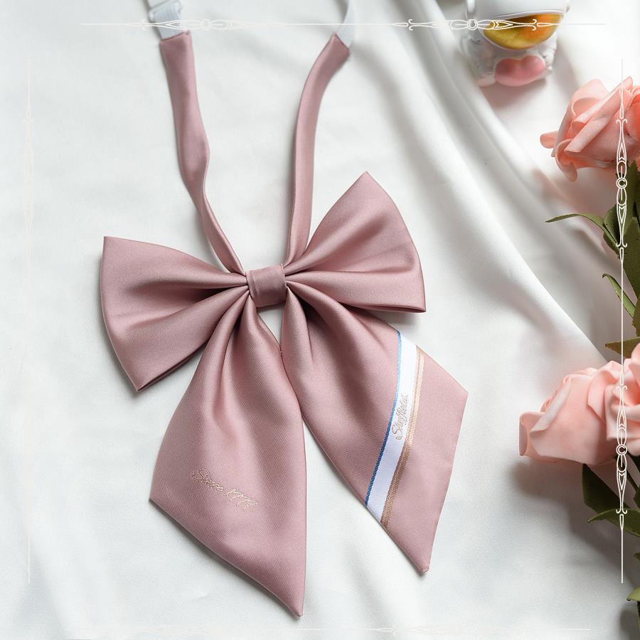 Pink jk bow tie female solid color Japanese uniform shirt sailor suit college style bow school uniform red feather root collar flower