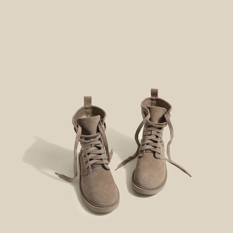 Inglées Frosted Martin Boots Woman 2023 Autumn Winter New Sand Color Retro Low Heel Short Boots Flat Bottom Plus Suede Single Boots-Taobao