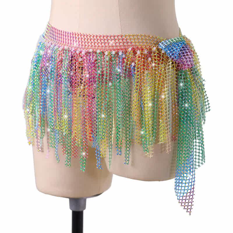 Dancer 2023 new handmade shiny diamond hip towel belly dance with suwaist chain multilayer ironing and drapery dance accessories fart curtain-Taobao