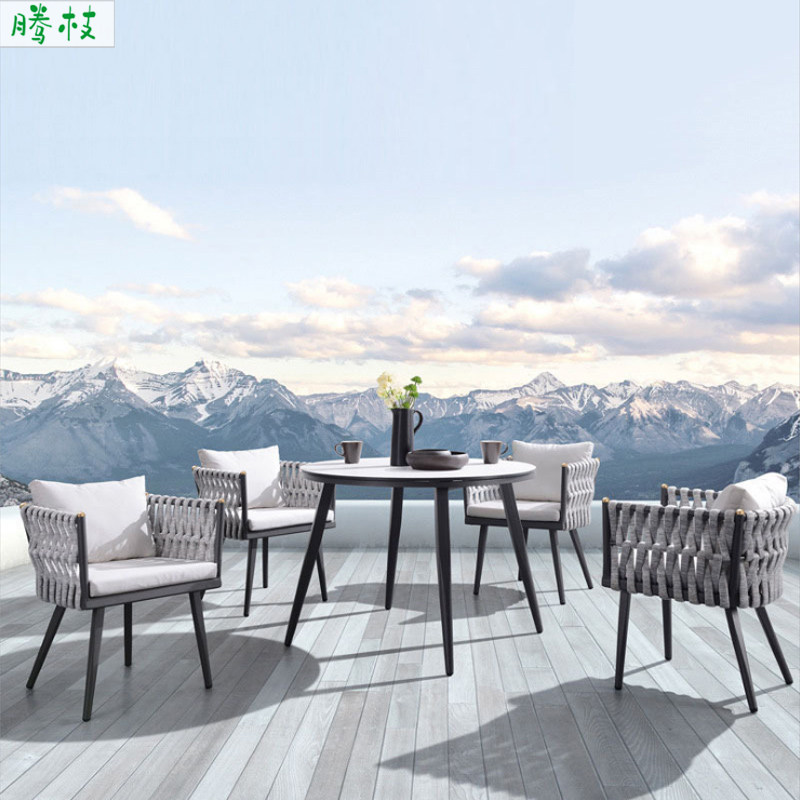 Outdoor Rattan Chair Outdoor Villa Balcony Patio Tench Hotel Folk Juku High-end Casual Sofa Nordic Waterproof Table And Chairs