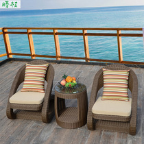 Outdoor Rattan Sofa Casual Rattan Chair Garden Open-air Patio Waterproof Sunscreen Vines Compilation Furniture Sofa Tea Table Combinations
