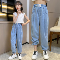 Barabara girls pants summer childhood summer dress girl sky jeans spring and autumn trousers