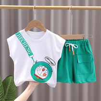 Boy Thai boy summer clothing vest suit 2022 new foreign air boy clothing baby sleeveless two sets of damp children summer