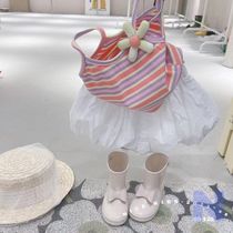 Child Tai 2021 Summer girls Baby Ocean Gas Elegant Wind Rainbow Three-dimensional Small Flower Harnesses Vest Trendy Flower pants