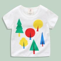 Child Thai Boy Short Sleeve T-shirt 2022 Summer Clothing Girl Child Clothing Baby Children Summer Cartoon Round Collar Blouse tx-82