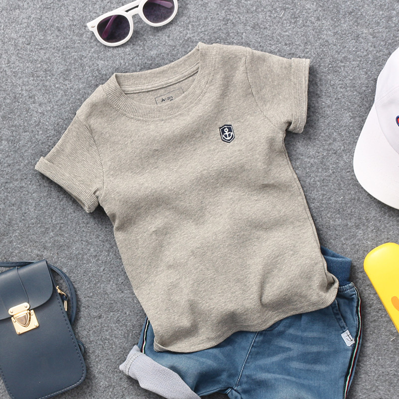 Tong Tai 2022 Summer New Child Thread Cotton Car Stickers Short Sleeve T-shirt Boy Girl Girl Baby 2 Color Half Sleeve T Shirt