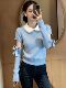 Korean-Style Youthful and Luxurious Gentle Blue Knit Sweater for Women, 2026 Spring New Fashion Age-Reducing Exquisite Top